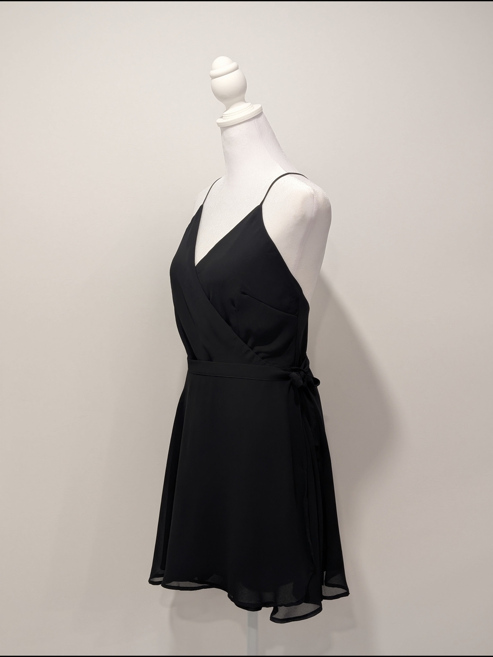 Dynamite Chiffon Wrap Dress Romper in Black - Picture 3 of 13